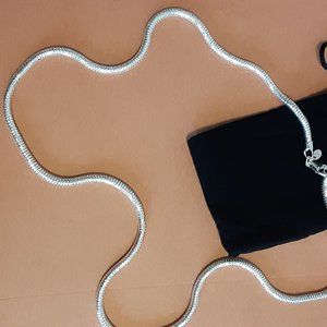 UltraFine 950 Silver Bold Diamond Cut 24" Snake Chain Necklace, 28.2g